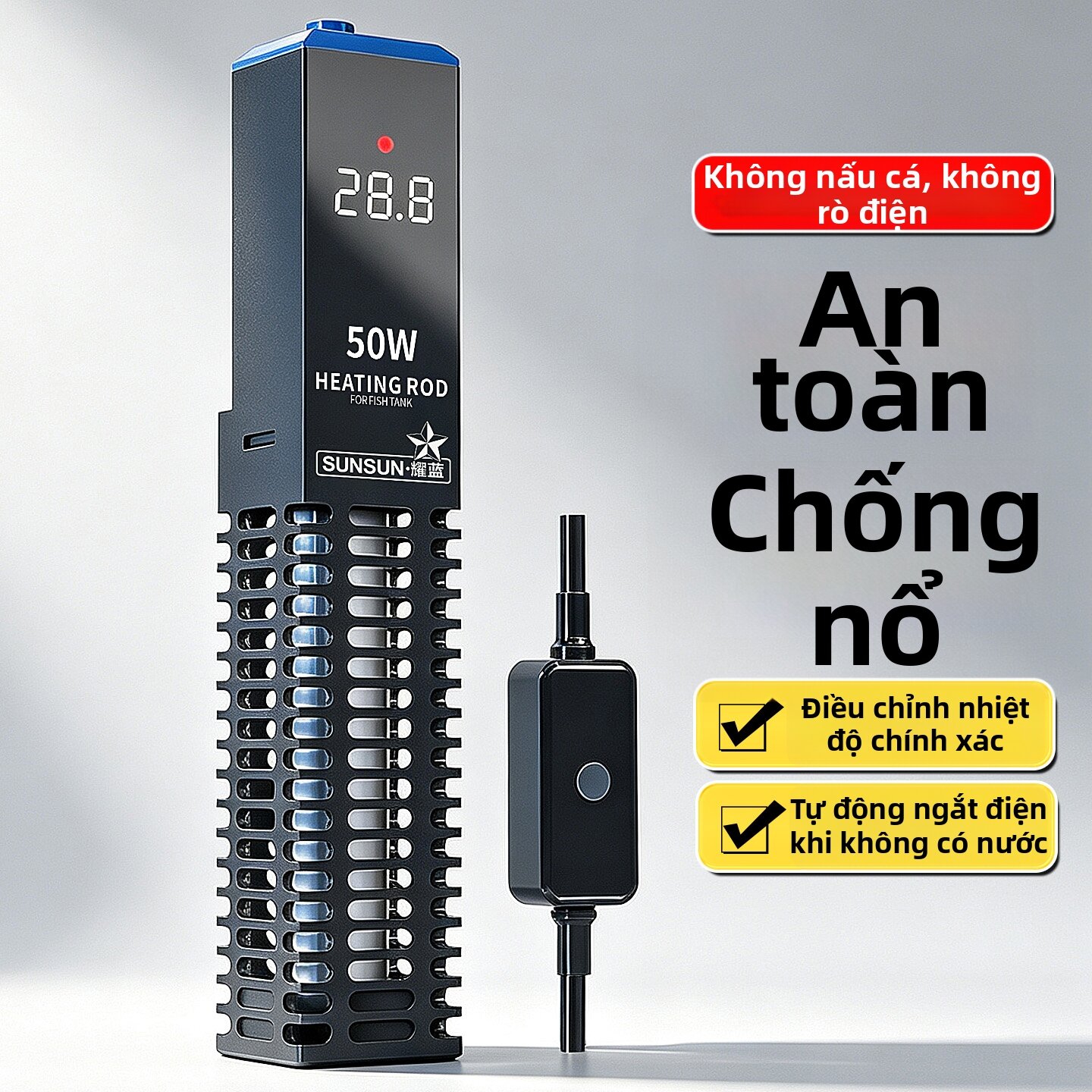 sunsun | Automatic Thermostatic Energy Saving Inverter Digital Display Quartz Explosion Proof Small Aquarium Heater