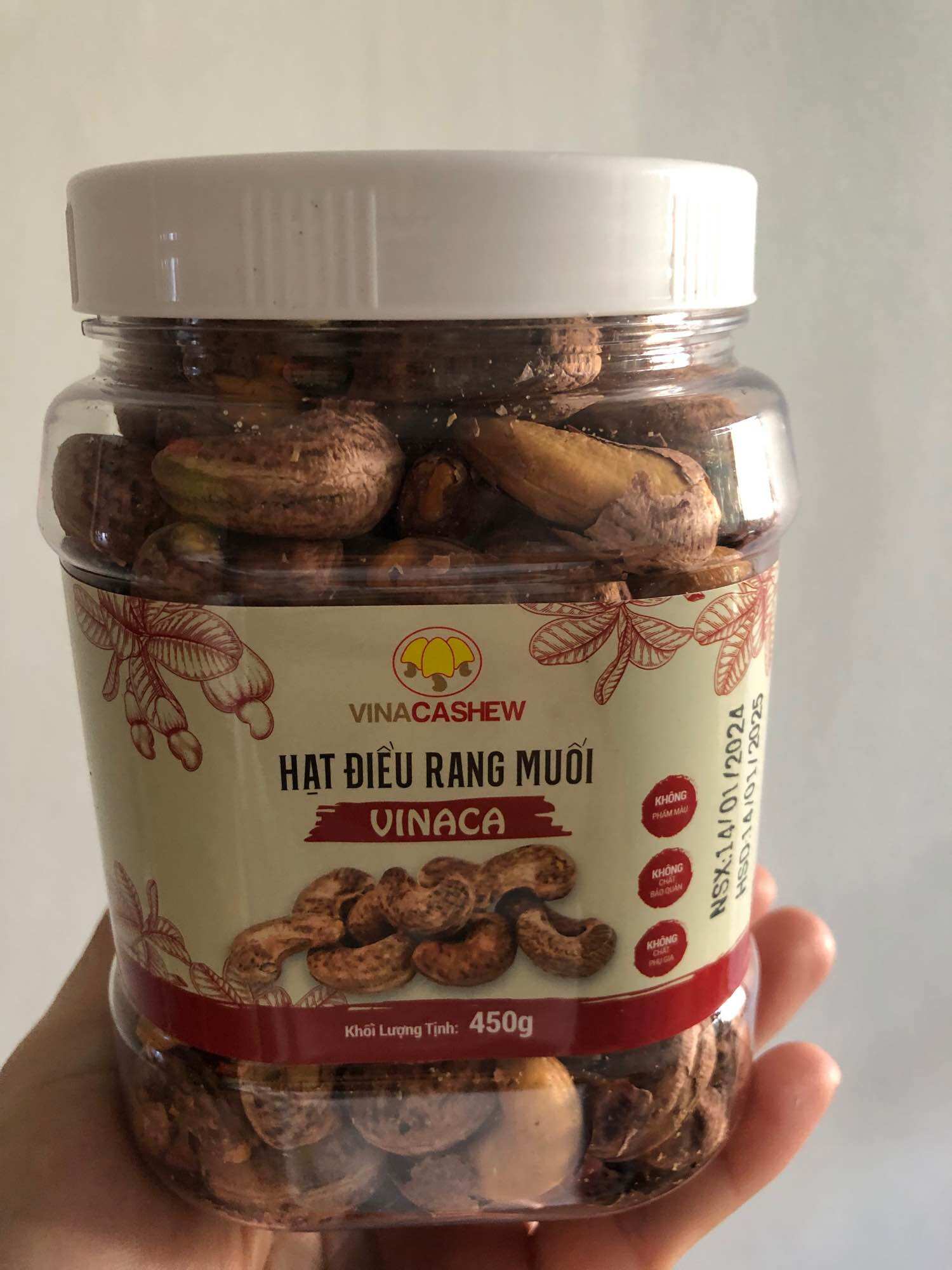 Hạt điều rang muối cao cấp vỏ lụa - Hũ vuông 450g