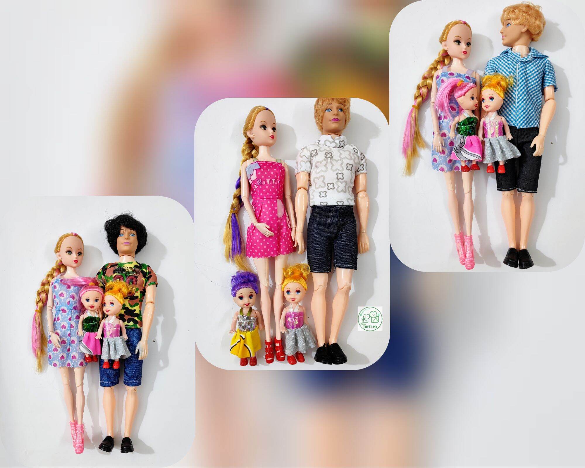 [HCM]SET BÚP BÊ GIA ĐÌNH HẠNH PHÚC TÓC THẬT