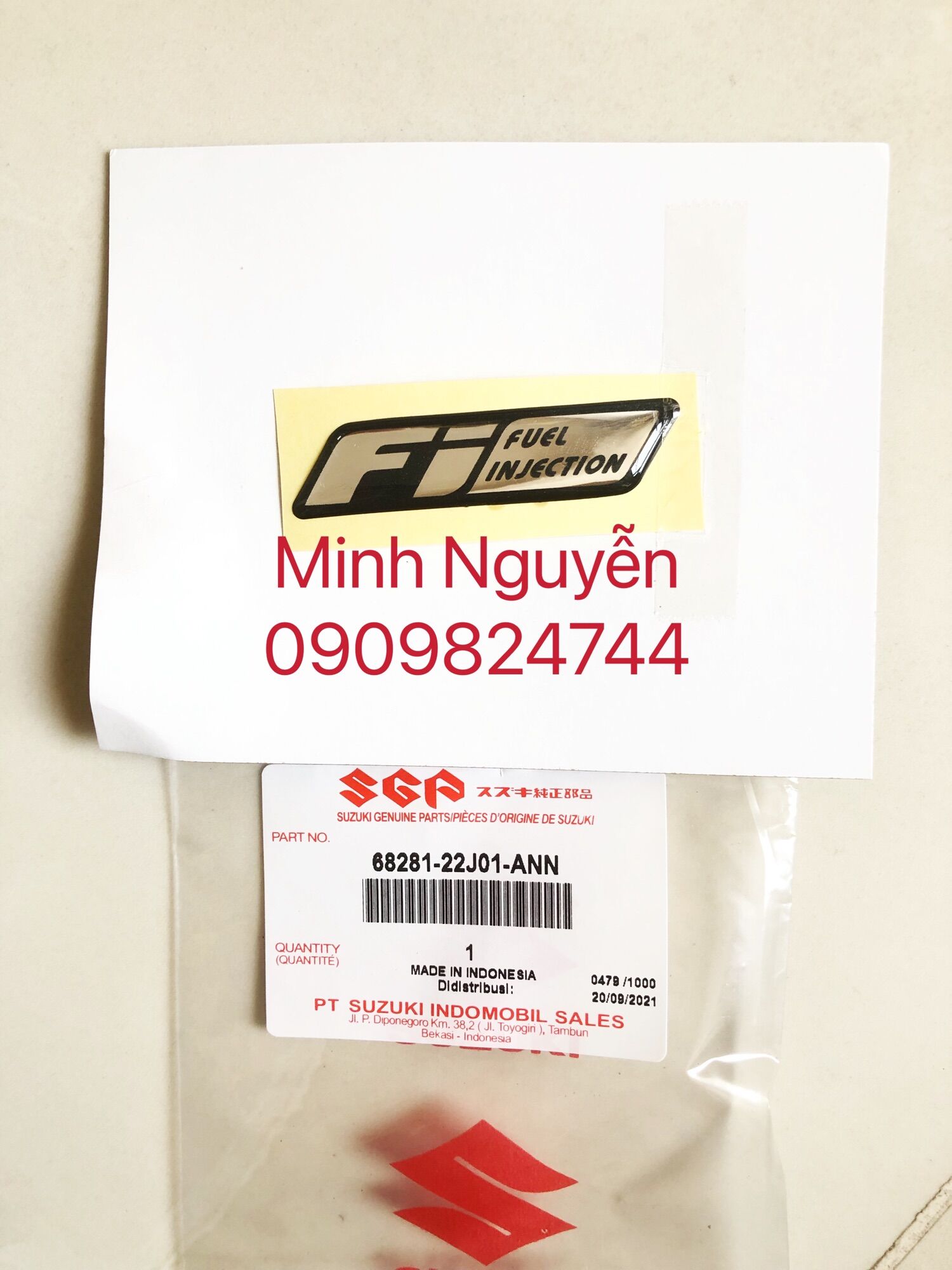 Tem fi dán đầu xe Satria / Raider fi chính hãng suzuki