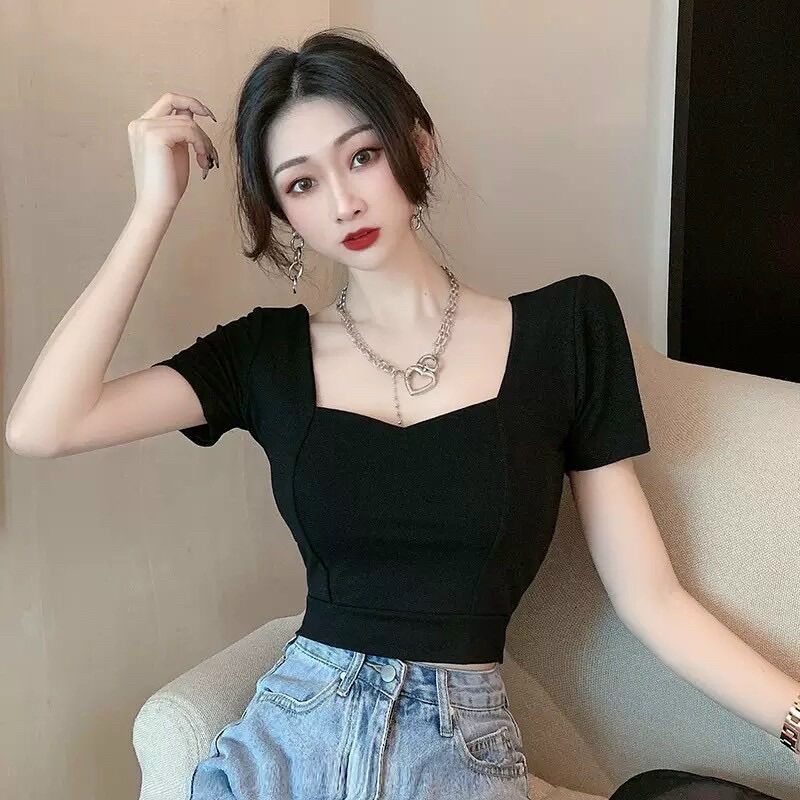 Áo cổ tim borip phong cách thun xinh BG