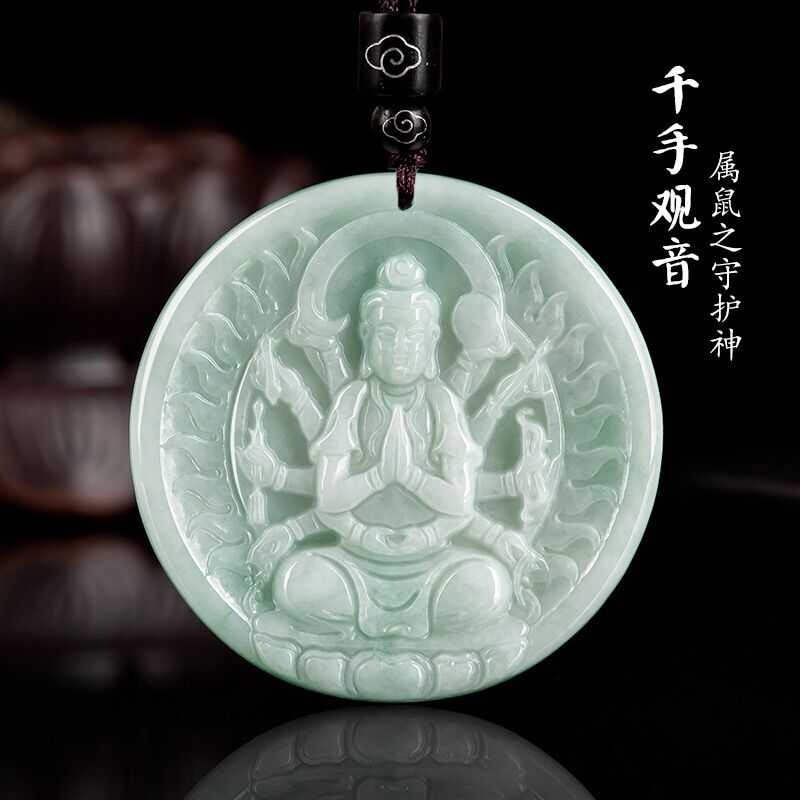 Phật bản mệnh ngọc jadeite trắng bóng