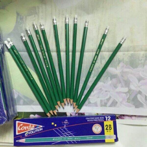 Combo 3 cây bút chì xanh 2B có gôm tẩy