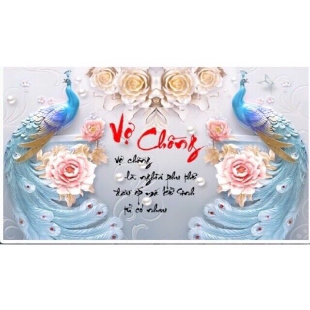 Tranh đính đá đôi công vợ chồng lv191 chưa đính