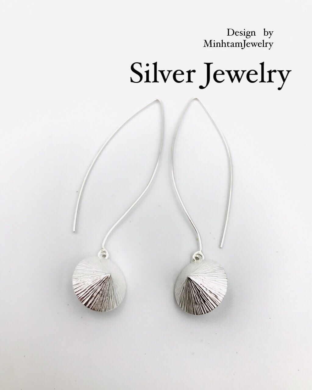 Concial hat earrings 15mm| Silver Jewelry | bông tai nón lá MinhtamJewelry.