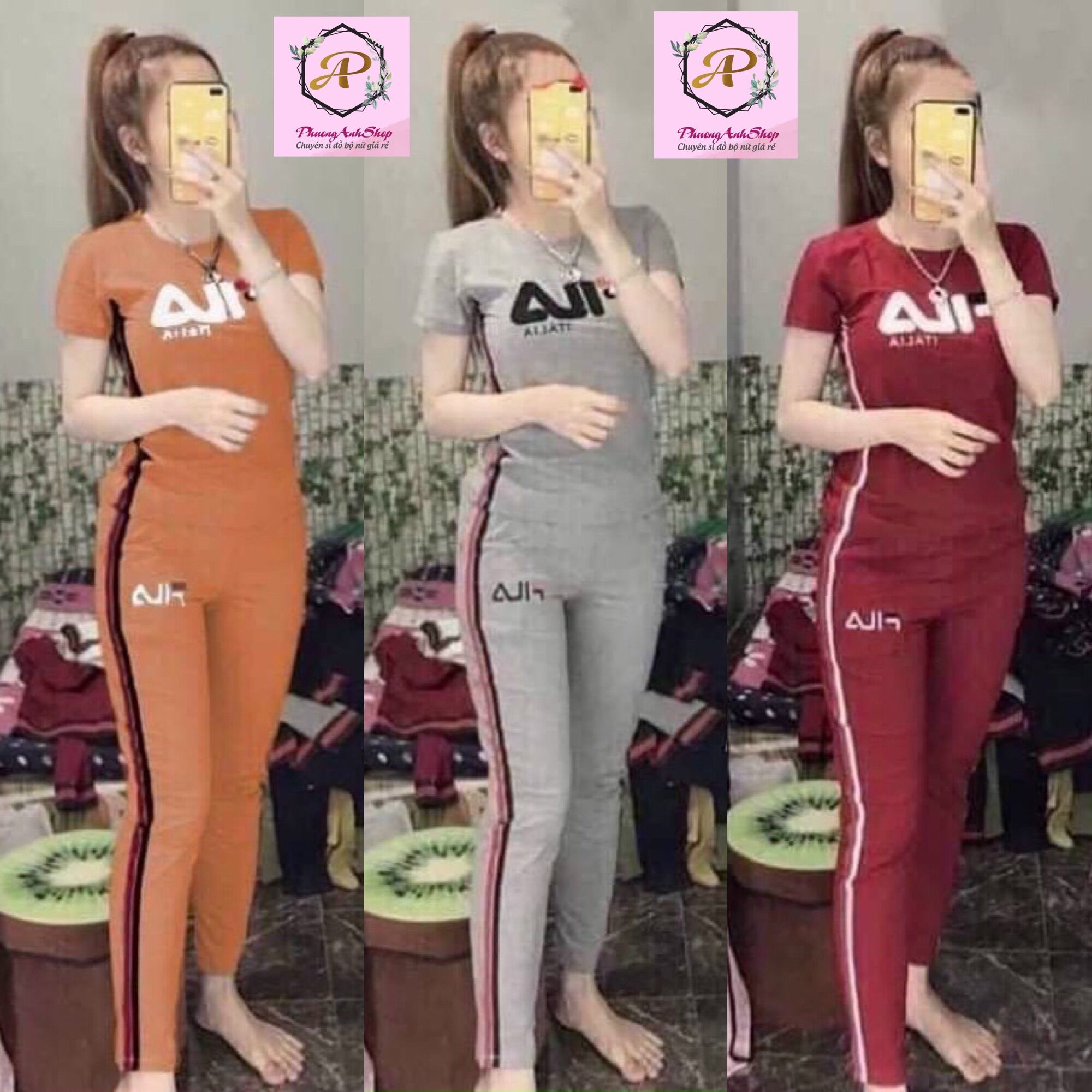 Set đồ bộ thun thêu chữ fil cao cấp mặc nhà, mặc đi chơi hợp thời trang