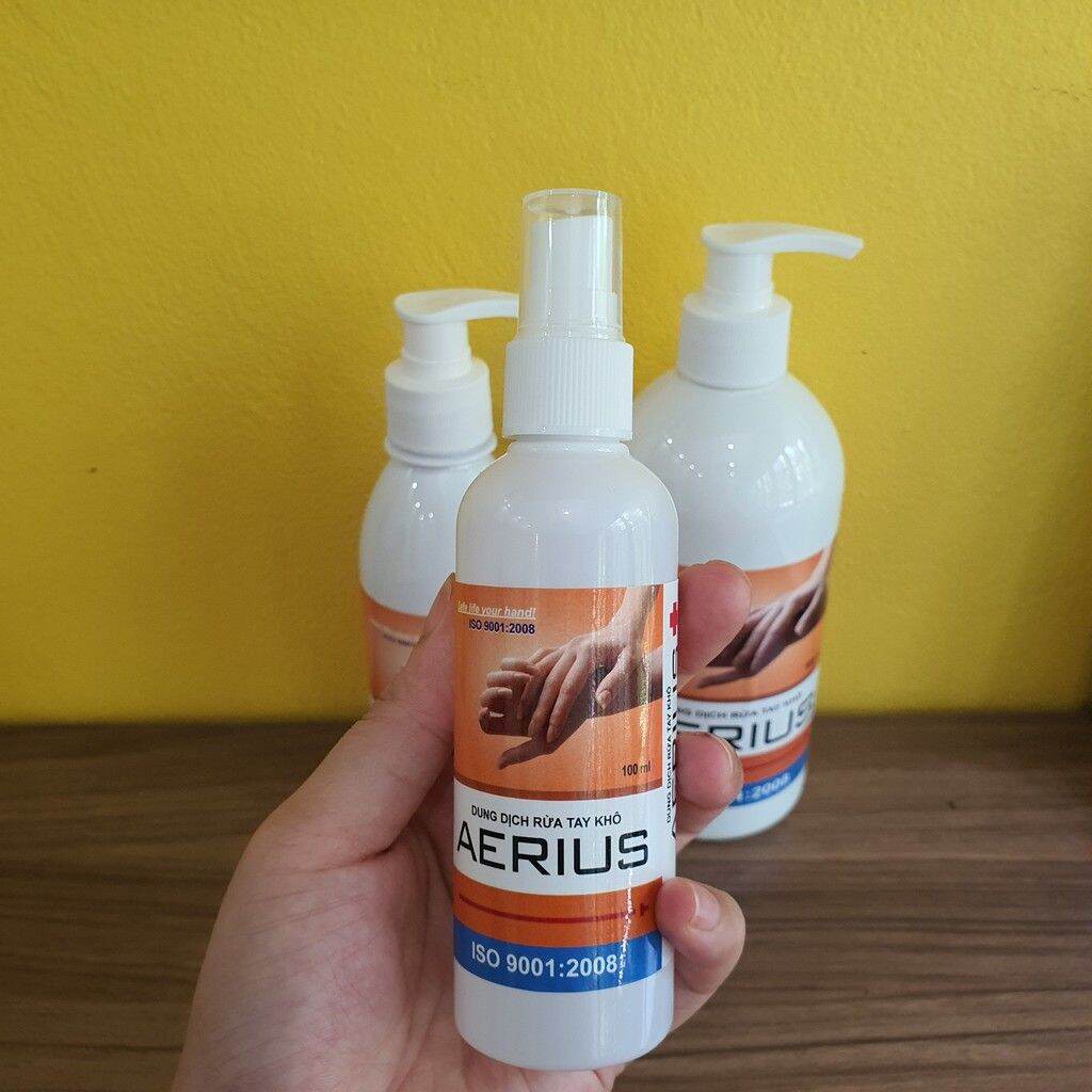 Nước xịt sát khuẩn, nước rửa tay khô sát khuẩn aerius chai 100ml- 250 ml - 500 ml