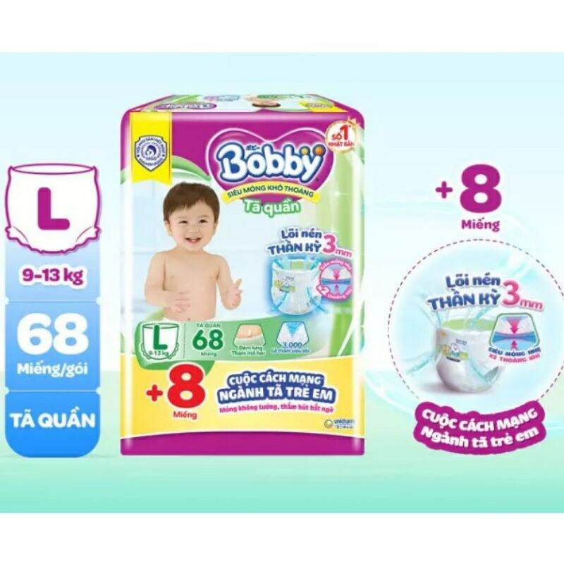 Tã bỉm quần Bobby L 104 miếng mẫu mới. Date 2026