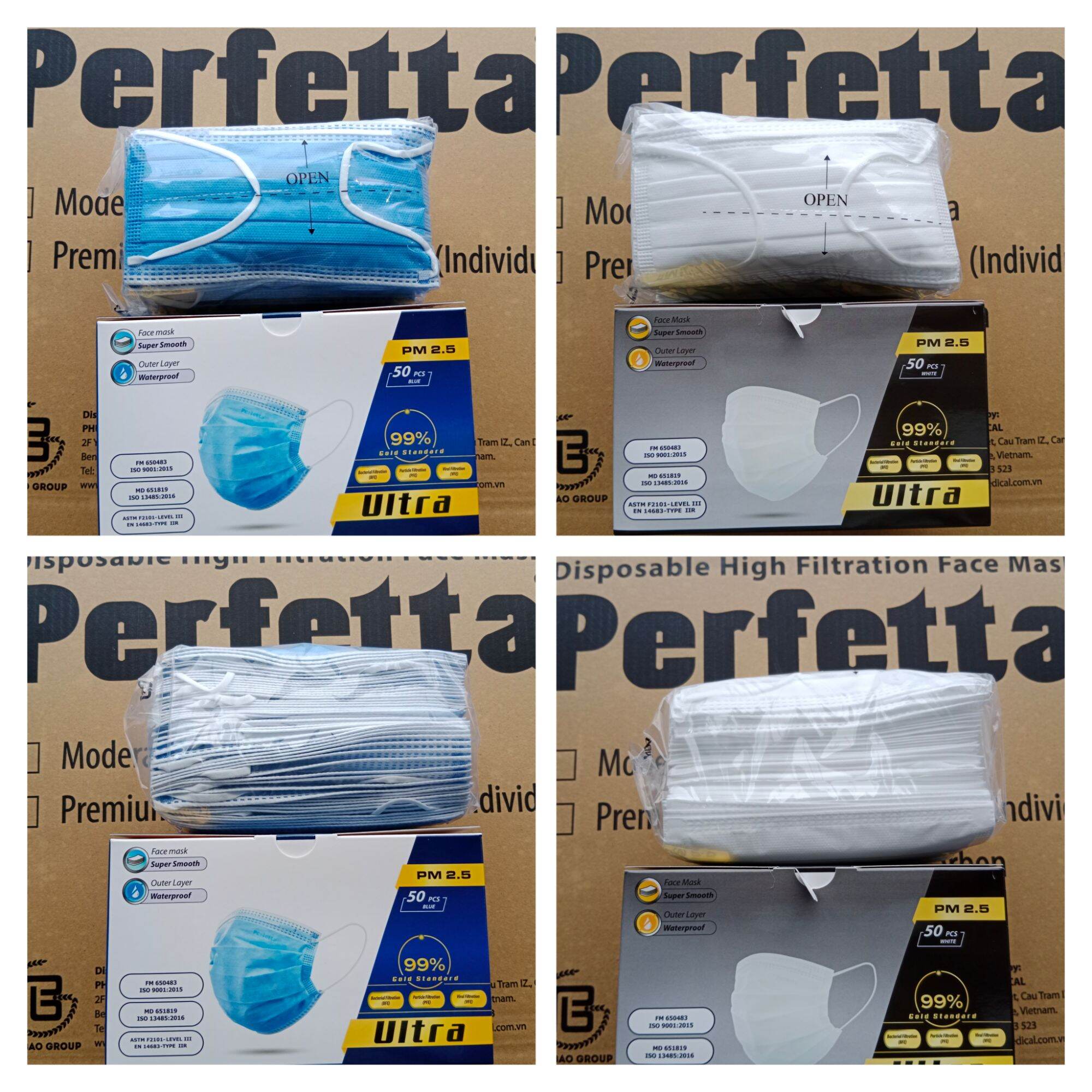 [Bịch 10 cái]Khẩu trang kháng khuẩn Perfetta Ultra 4 lớp