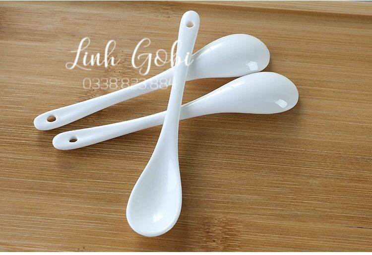 Thìa sứ , thìa cafe men trắng