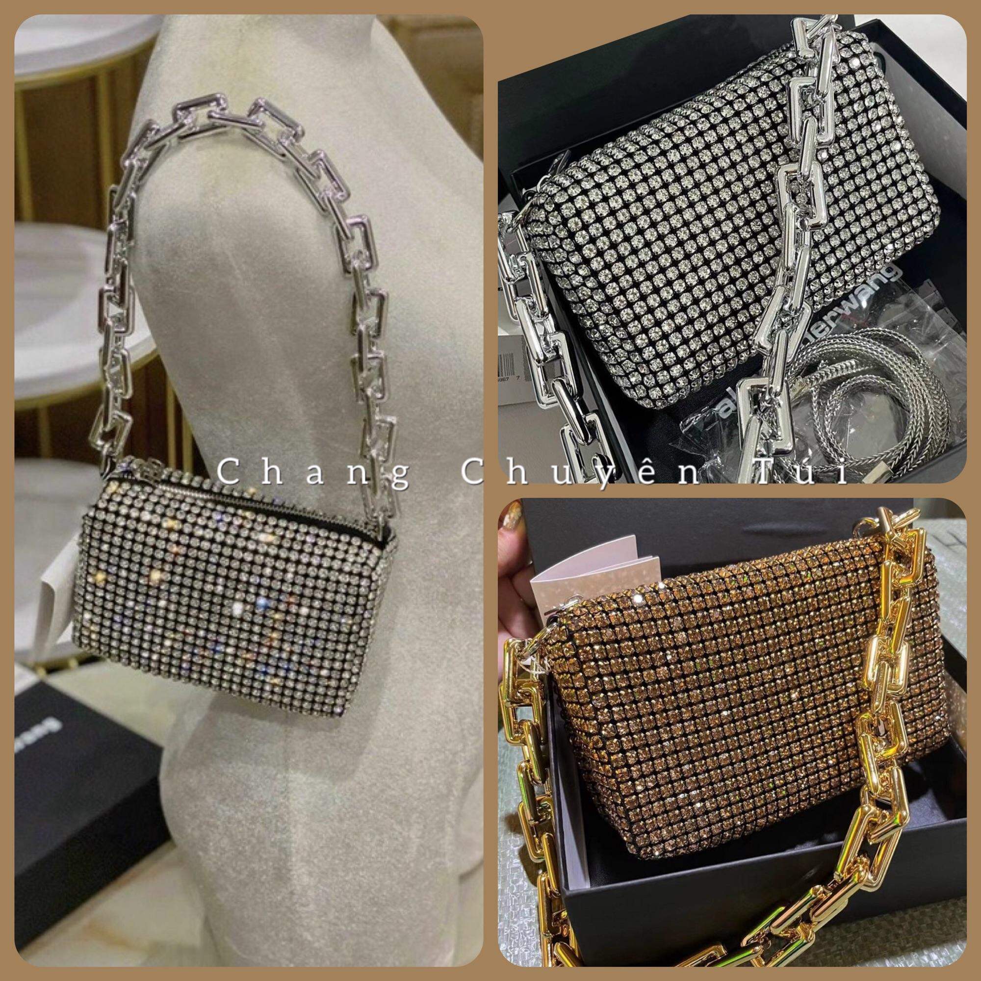 Túi alexander Wang đính đá đi tiệc thiết kế mới sáng chảnh 2 màu đẹp đá sáng