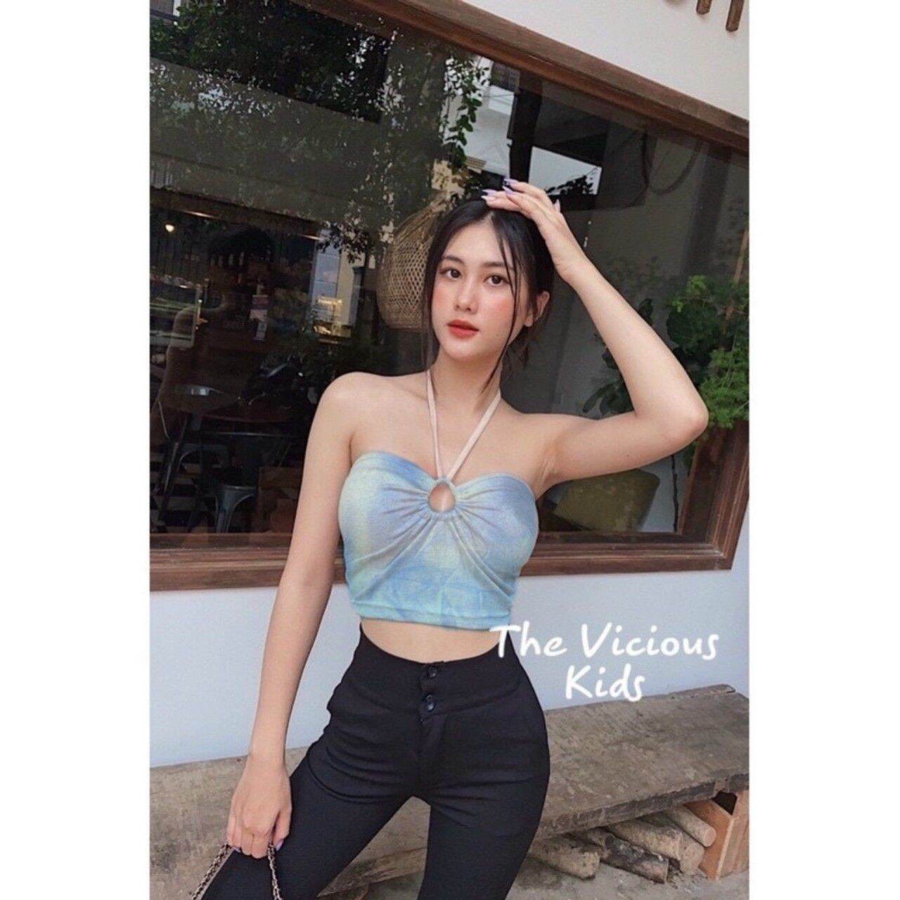 [HCM]ÁO CROPTOP NỮ LOANG MÀU ĐAN DÂY(CÓ MÚT NGỰC)