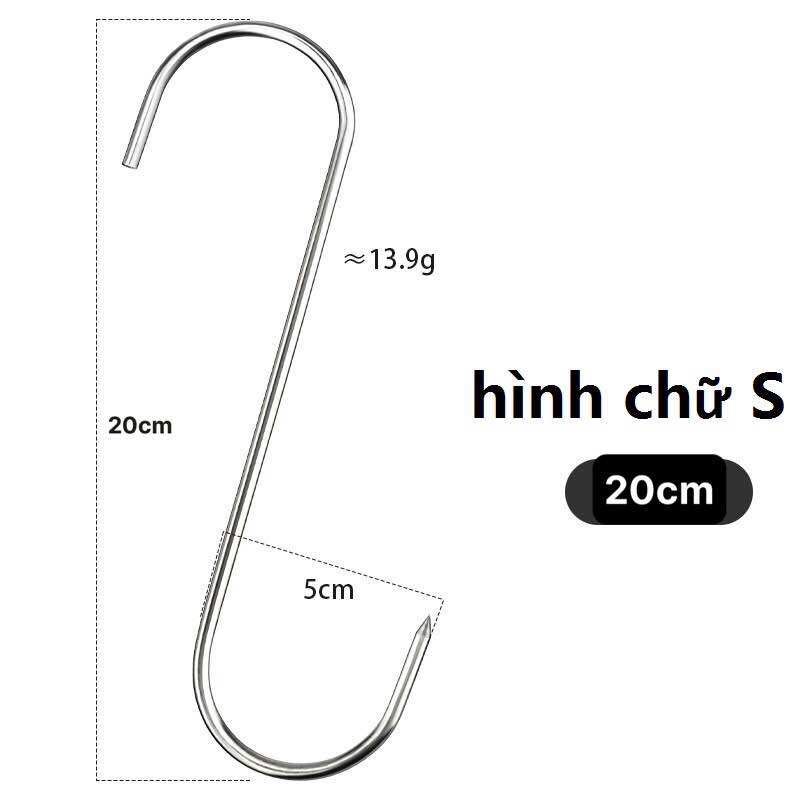 5 Móc inox(304)chữ S 20Cm dùng để móc thịt,phơi khô