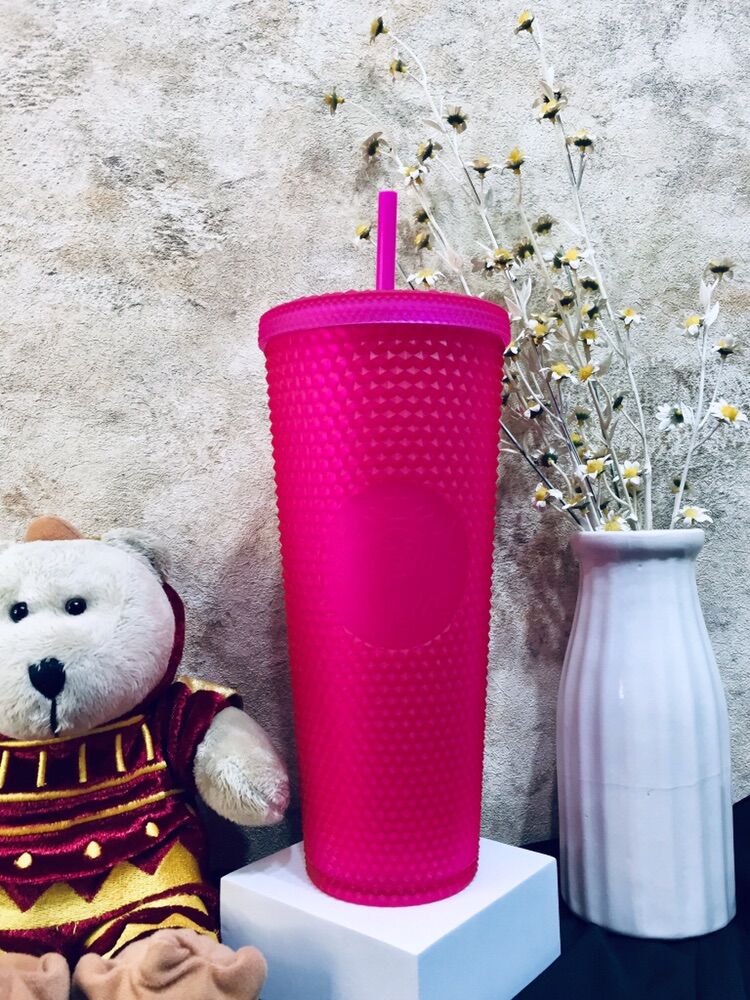 Ly nhựa starbucks fall 2021 neon pink studded 710ml