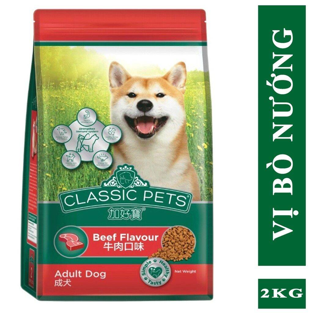 THỨC ĂN HẠT CHO CHÓ TRƯỞNG THÀNH VỊ BÒ GÓI 2KG - CLASSIC PET ADULT DOG (túi zip)