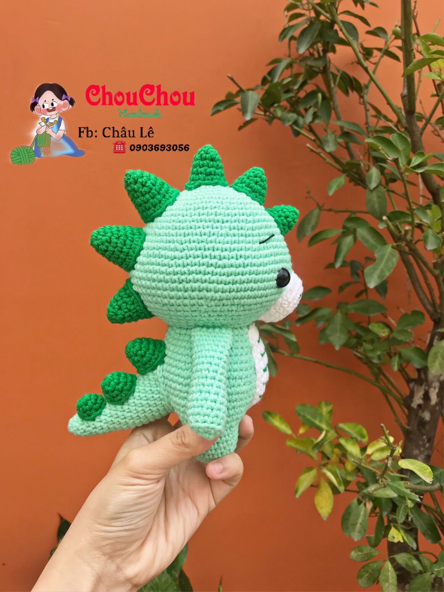 Thú len nhồi bông handmade - Khủng long con (20cm)
