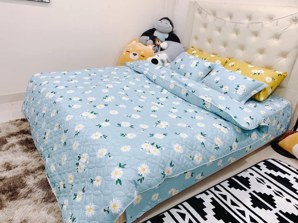 GA PHỦ TRẦN BÔNG MẪU HOA NHÍ XANH ( LẺ GA PHỦ)