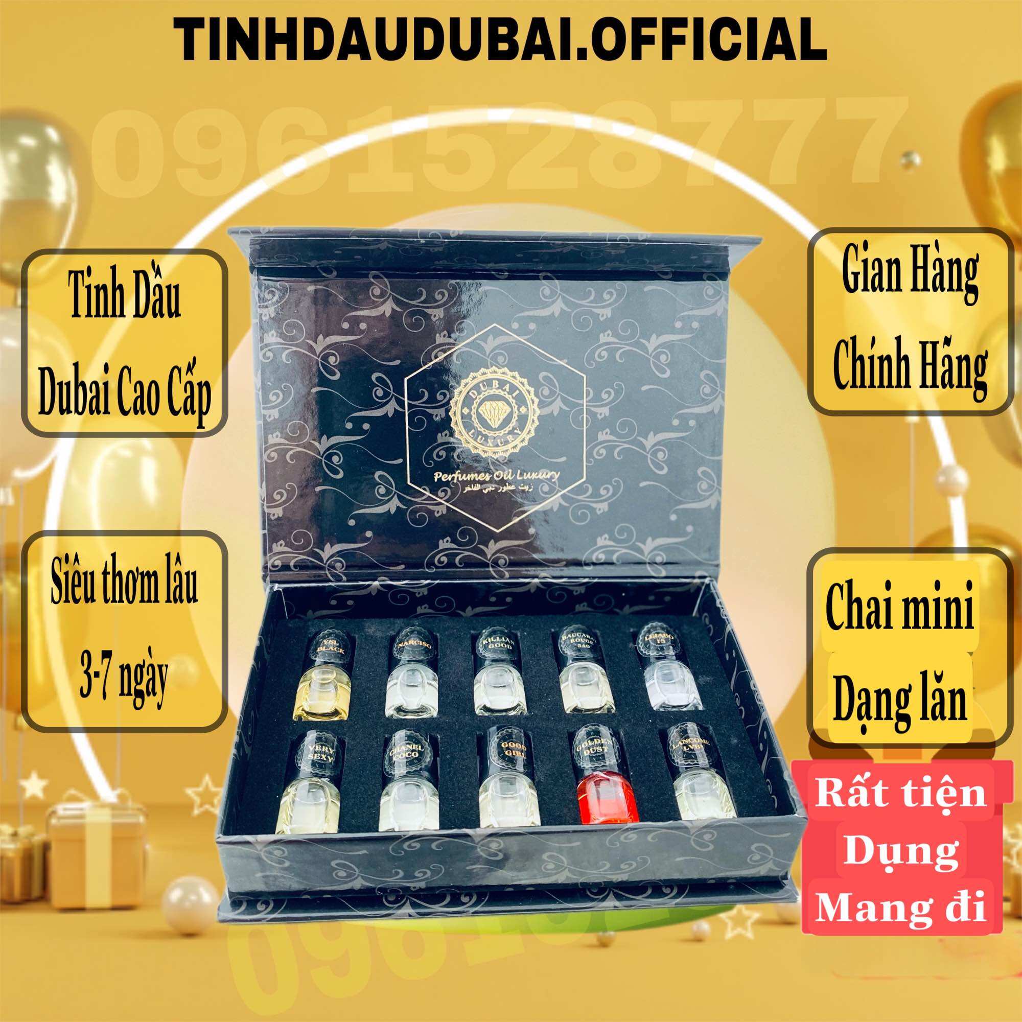 Sét 10 Tinh Dầu Nước Hoa Dubai Loại 1 Siêu Thơm Lâu Nam và Nữ 20ml