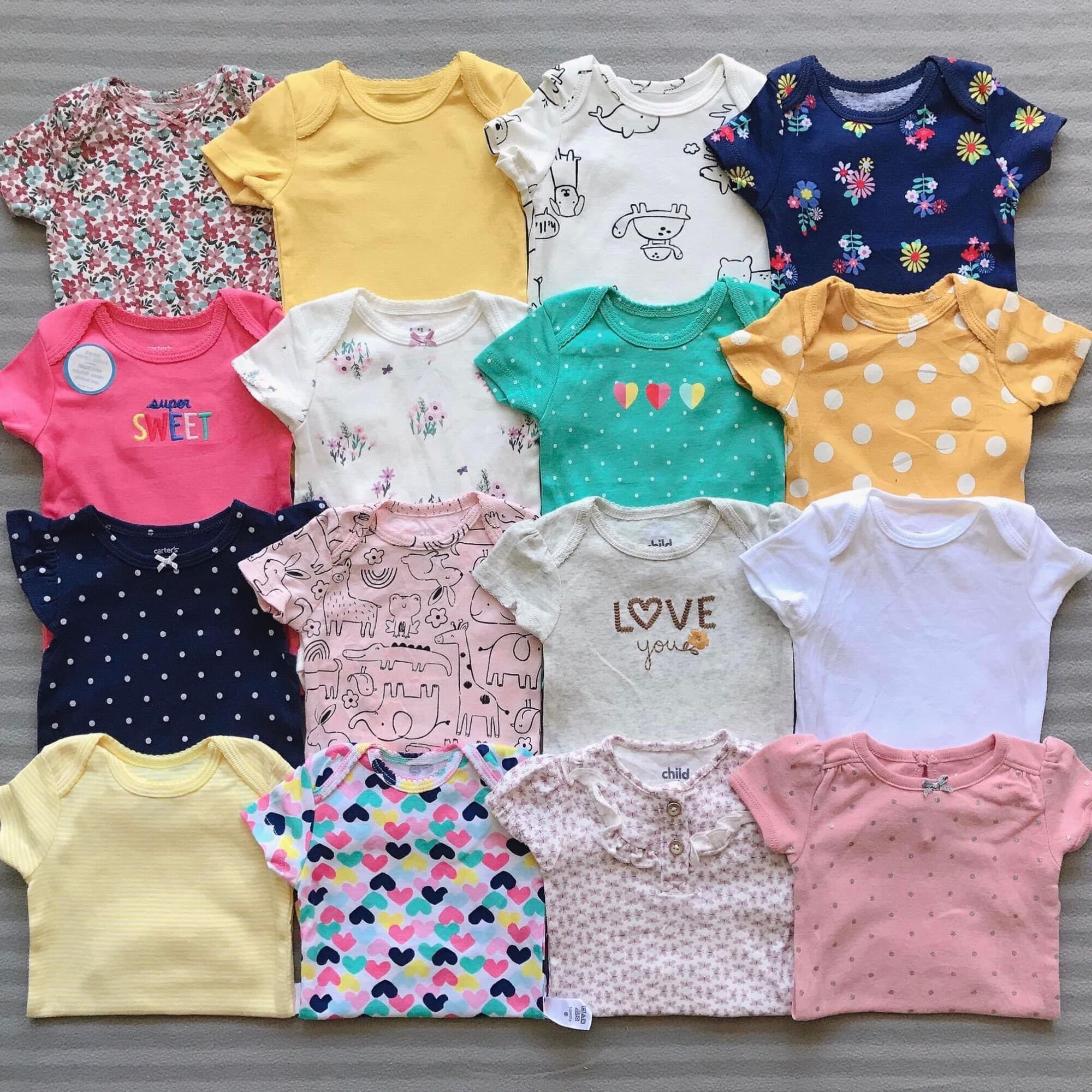 (Chọn mẫu size 12M) Bodysuit Carter, Bodychip cộc tay cho bé gái, bé sơ sinh