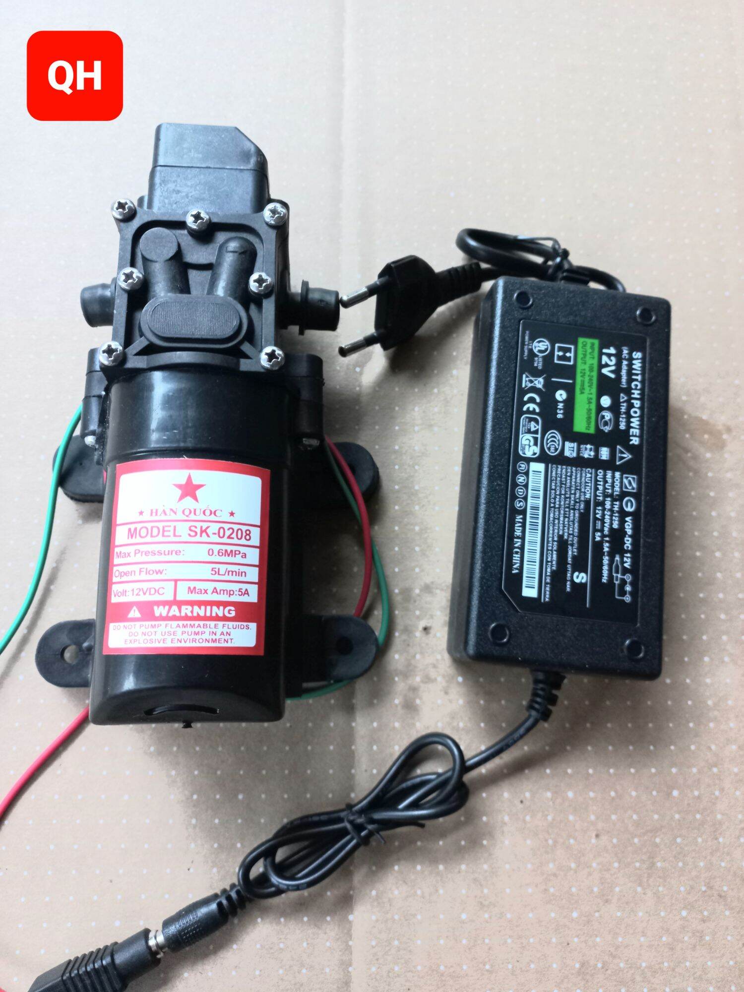 Máy bơm tăng áp mini 12v + nguồn 5A - nguồn 5A chuẩn dùng cho máy bơm tăng áp mini 12v