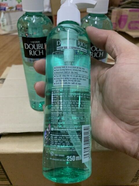 GEL tạo kiểu cho tóc uốn Double Rich hard hold 250ml (Mầu Xanh)