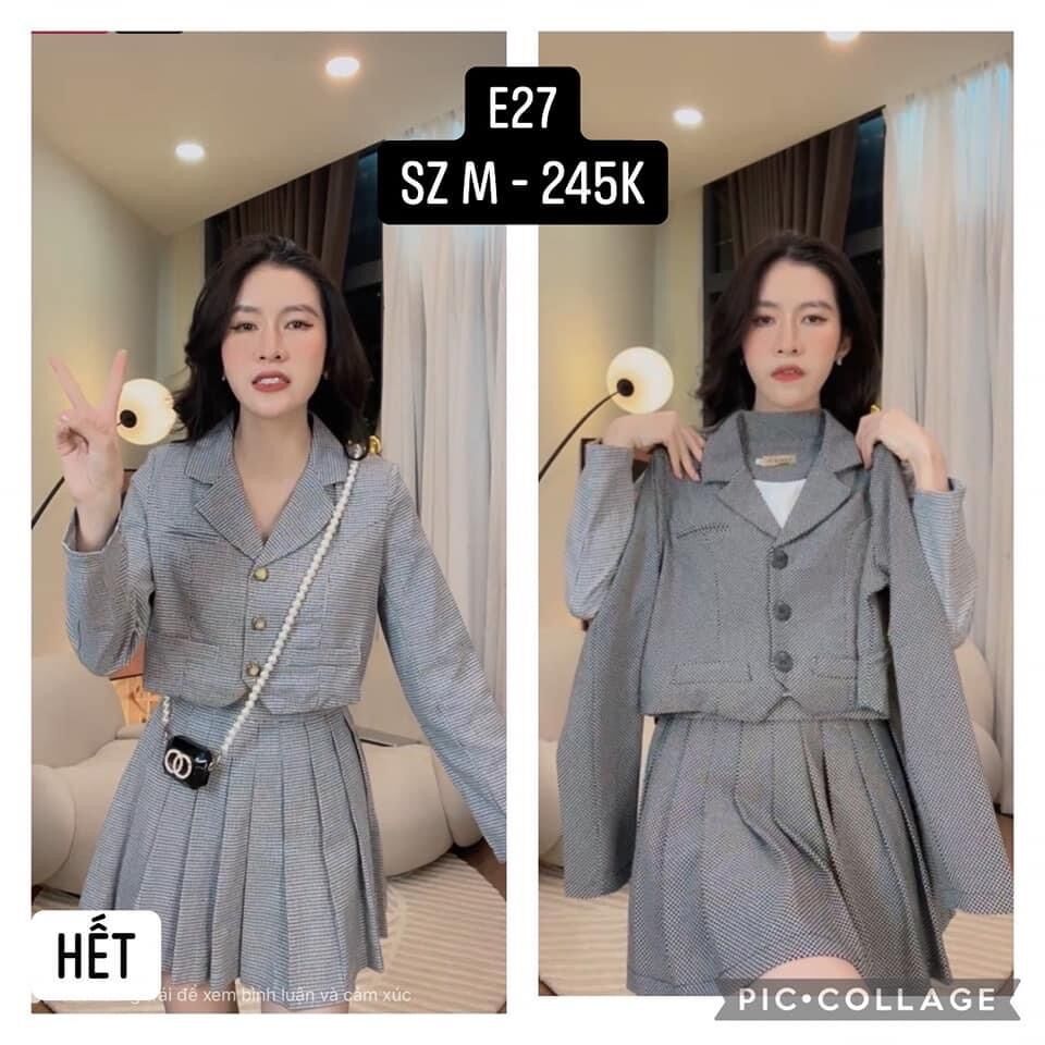 _set vest chân váy xếp ly_size m