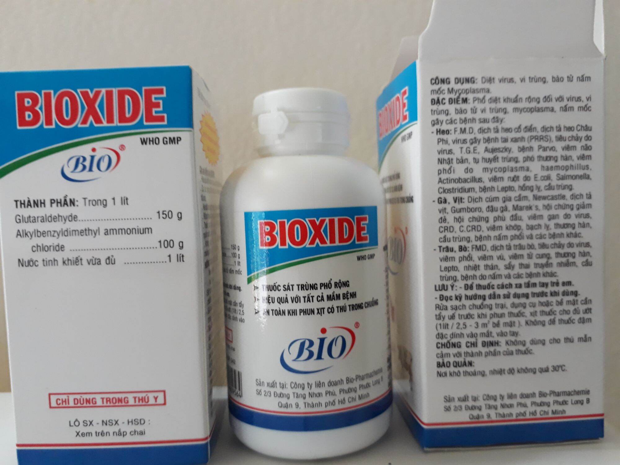 2 lọ sát trùng chuồng phổ rộng,rửa dụng cụ chăn nuôi bioxide 60ml