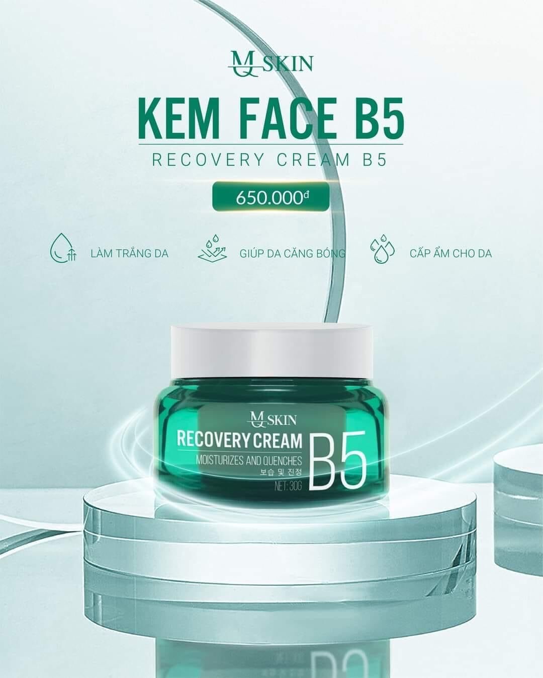 Kem dưỡng da mặt, phục hồi da b5 mqskin recovery cream 30g