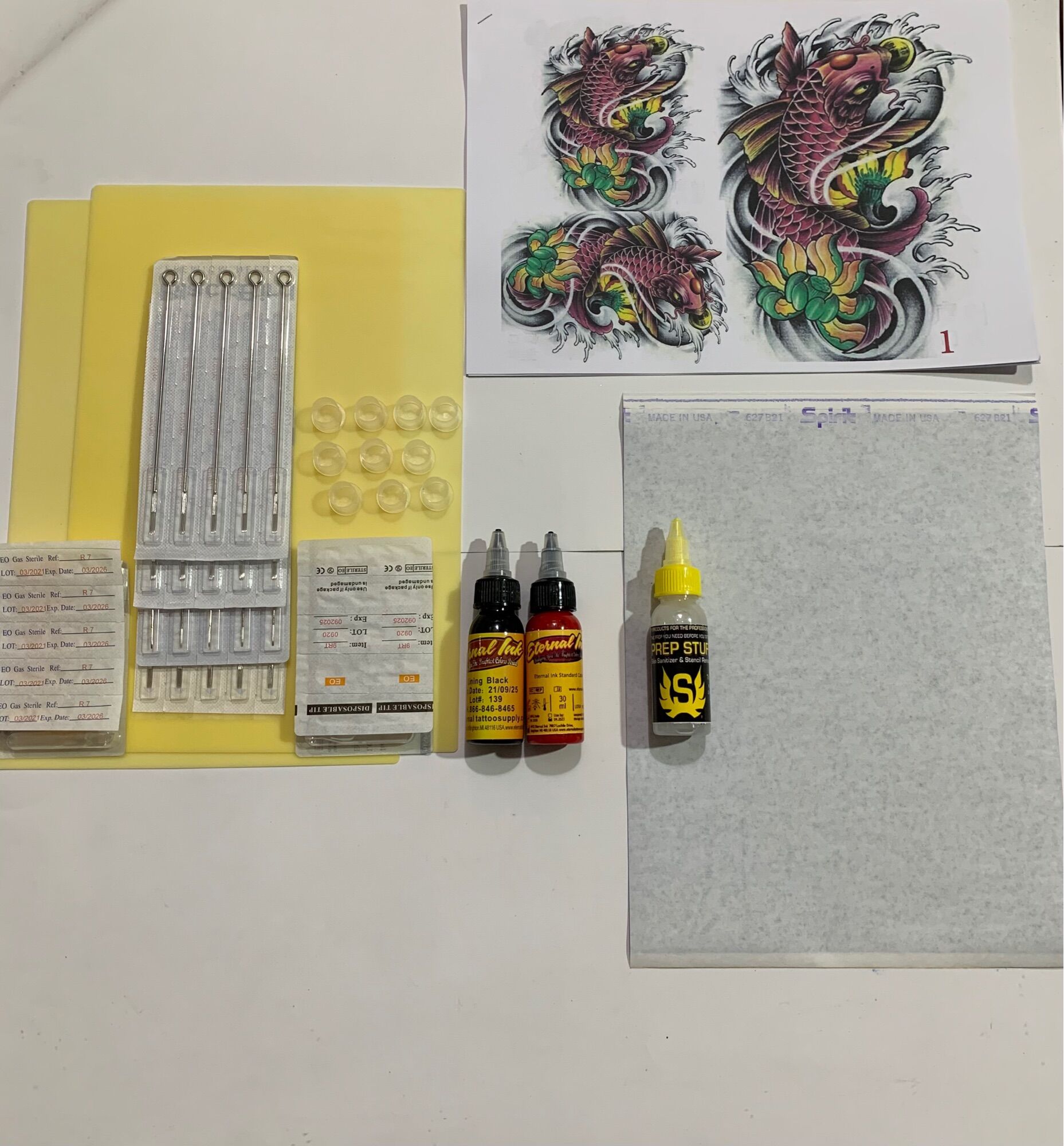Combo 20 kim xăm + ngòi + 2 da a4 + 2 mực + giấy in
