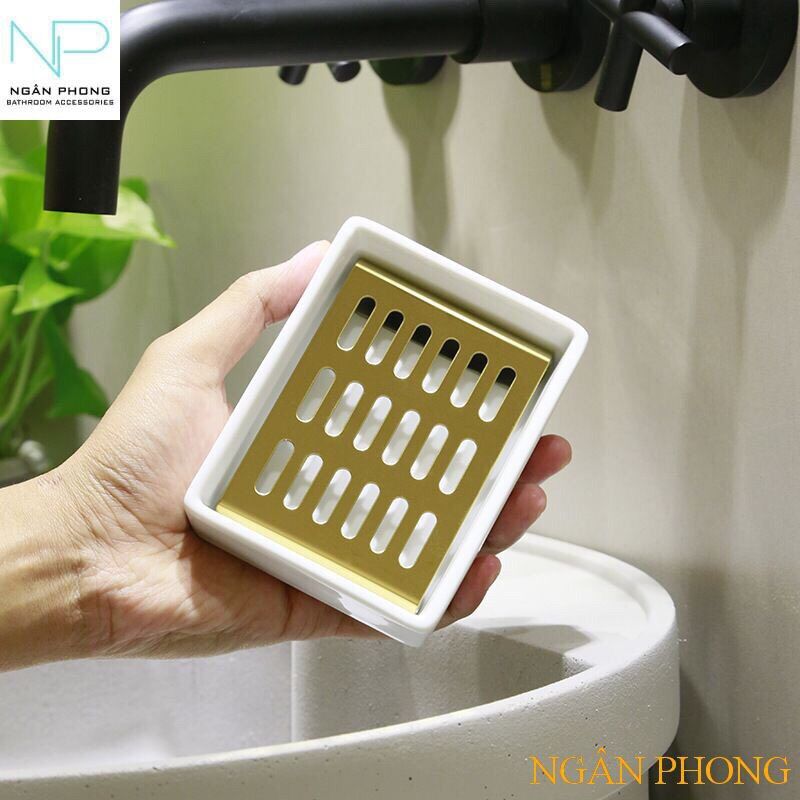 [HCM]KHAY ĐỰNG XÀ PHÒNG CAO CẤP SỨ + LƯỚI INOX 304