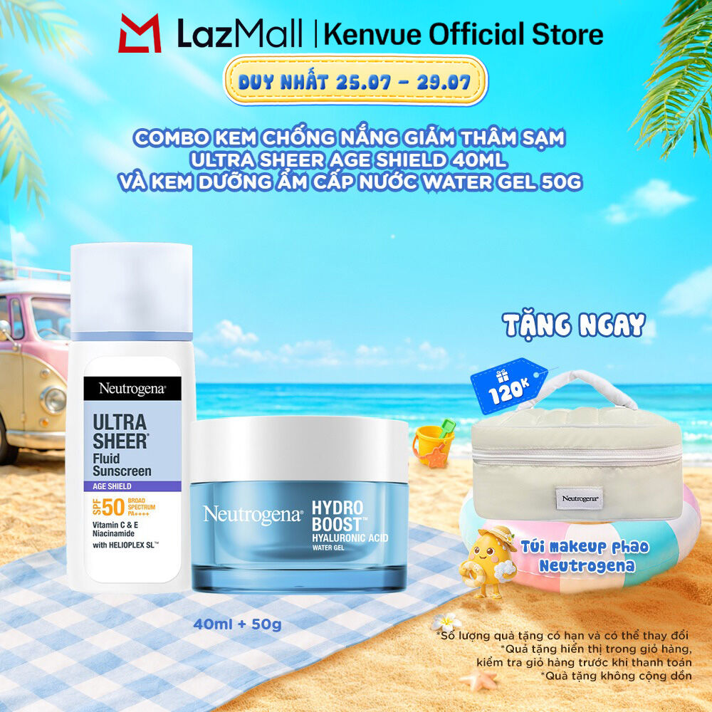 Combo Kem chống nắng Neutrogena Ultra Sheer 40ml + Kem dưỡng ẩm Water Gel 50g