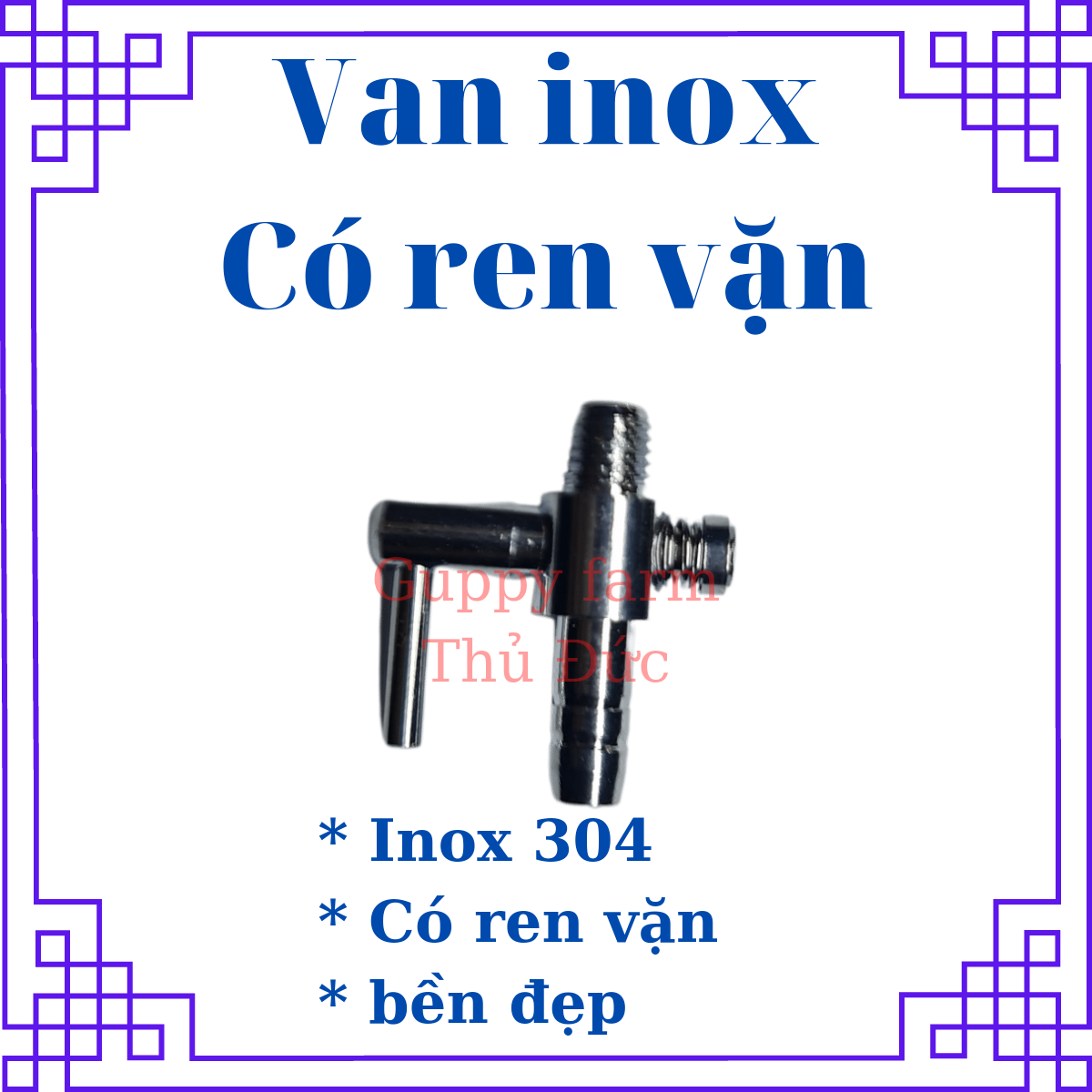 Van khóa oxy bằng inox có ren vặn