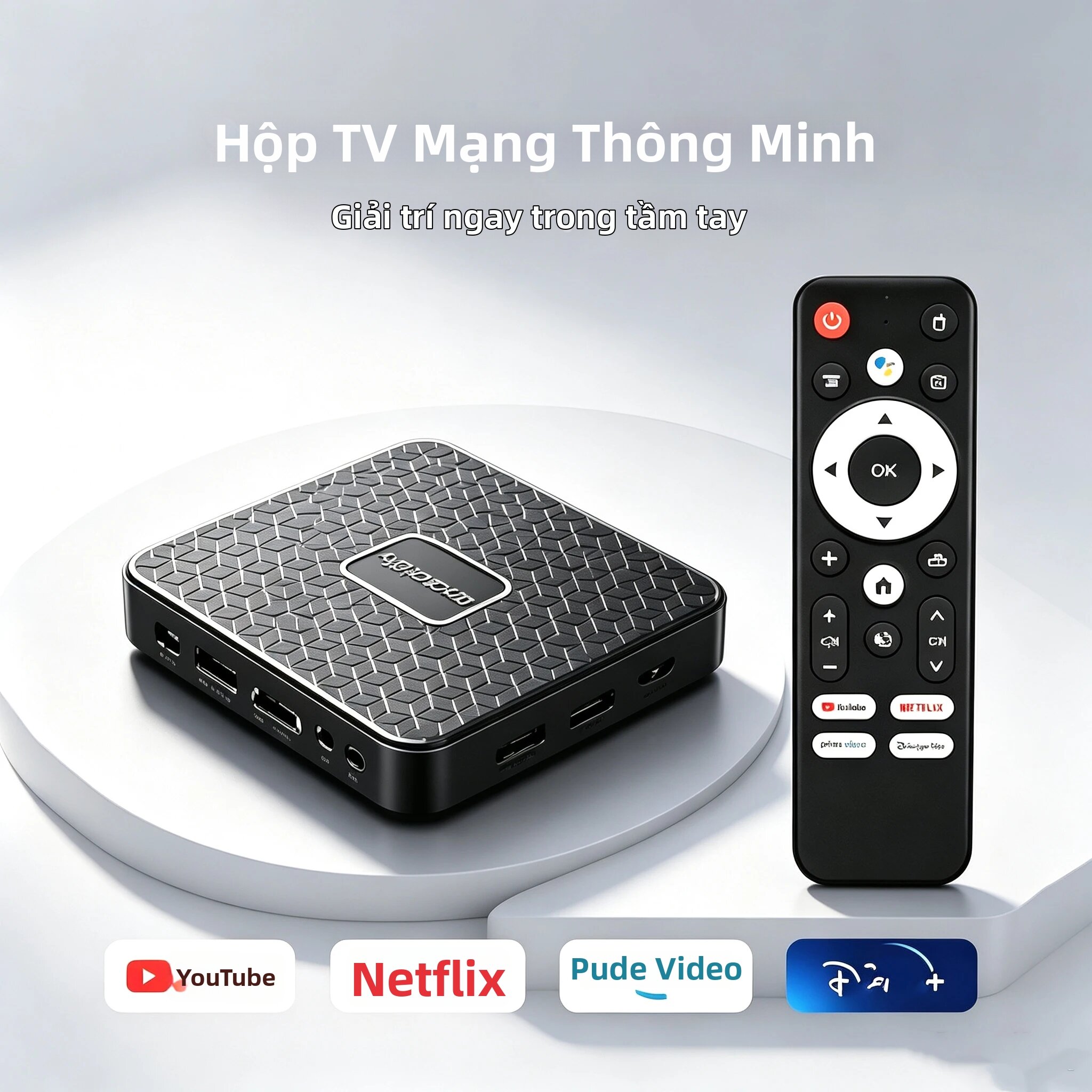 Hộp Giải Mã Truyền Hình Thông Minh Android 16 2026 Ultra HD 8K Với WiFi 6, Bluetooth 5, Giao Diện Kép, Điều Khiển Bằng Giọng Nói Google Assistant, Bộ Nhớ 4GB/8GB RAM, 32GB-256GB