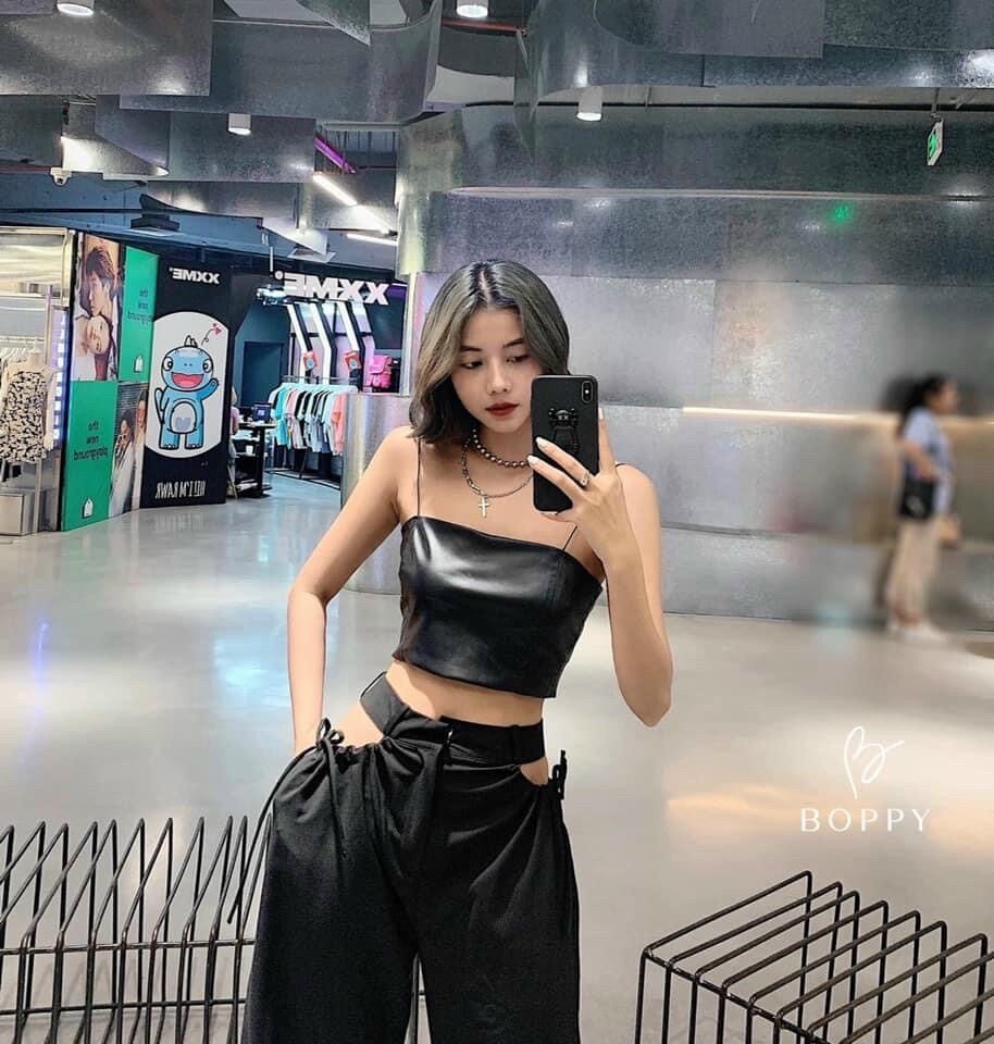Áo croptop ống da sexy ,áo hai dây sợi bún