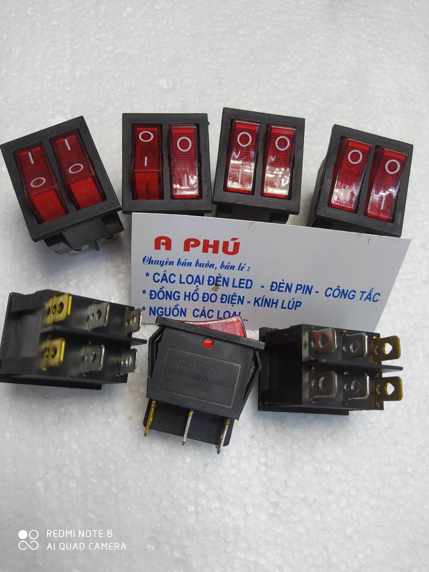 5 Công tắc Đôi có đèn 6 chân màu đỏ