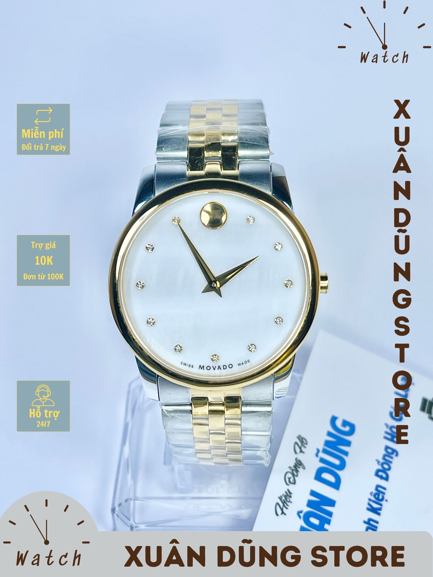 Đồng hồ MOVADO- dành cho nam, chống nước, chống trầy