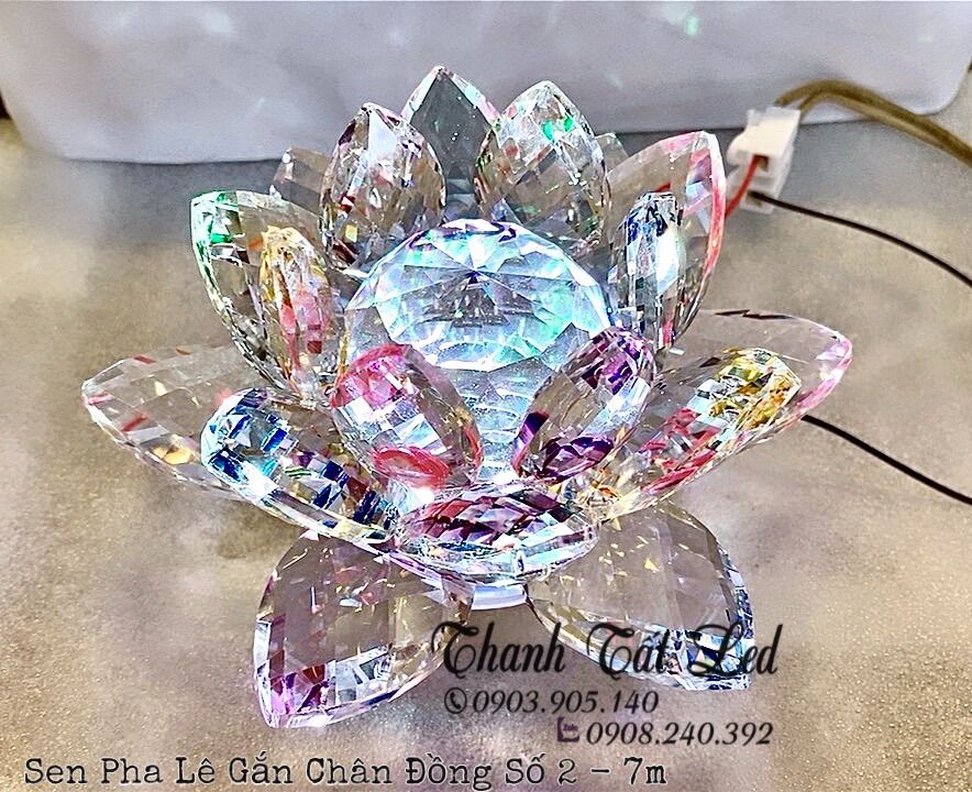 ✨ đèn sen pha lê gắn chân đồng số 1 nhiều size - 7màu - giá 1 cái ✨