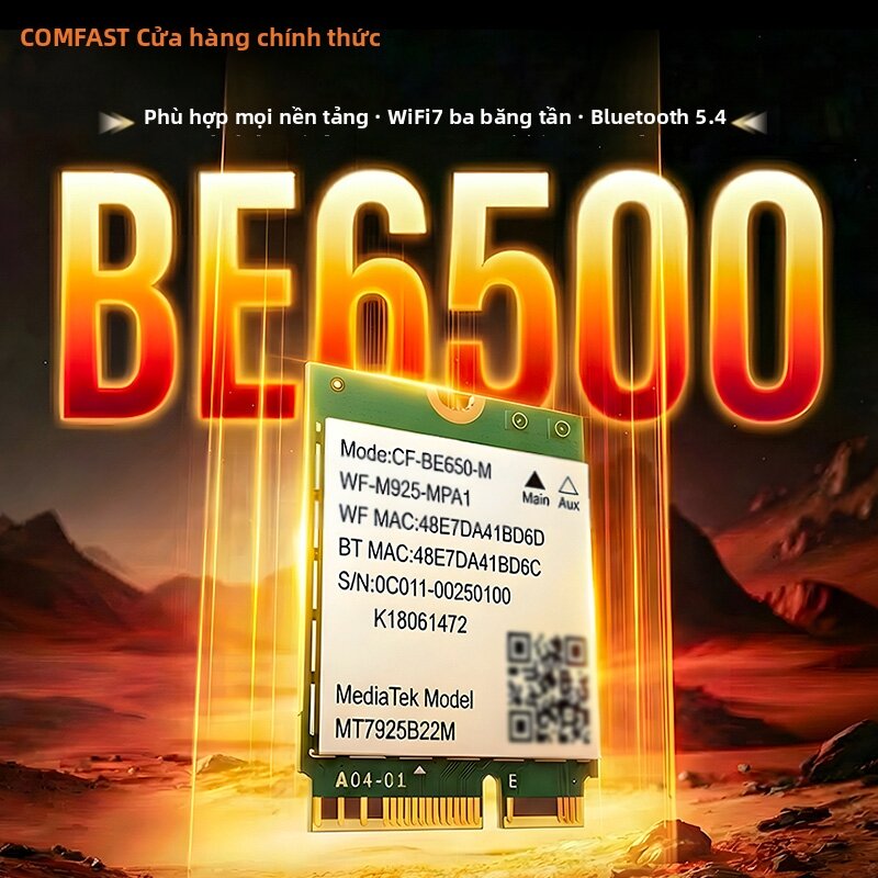 Comfast | Laptop WiFi7 Wireless Network Card Tri-band M.2 Interface Giá 874,000 Đồng*Miễn phí vận chuyển