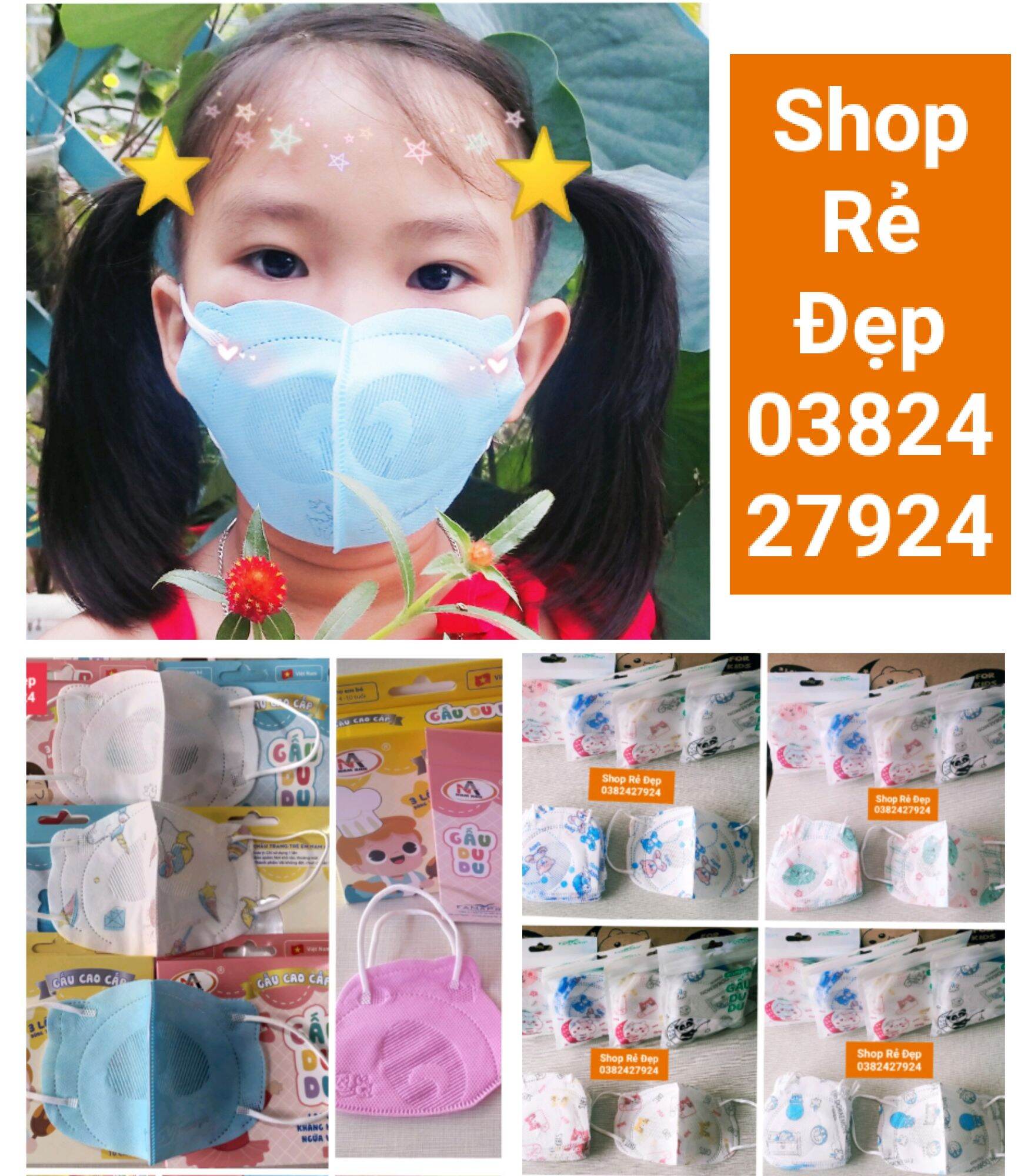 Combo 10 cái khẩu trang y tế trẻ em gấu Du Du. có nhiều màu và hình họa tiết. hãng Nam Anh famapro