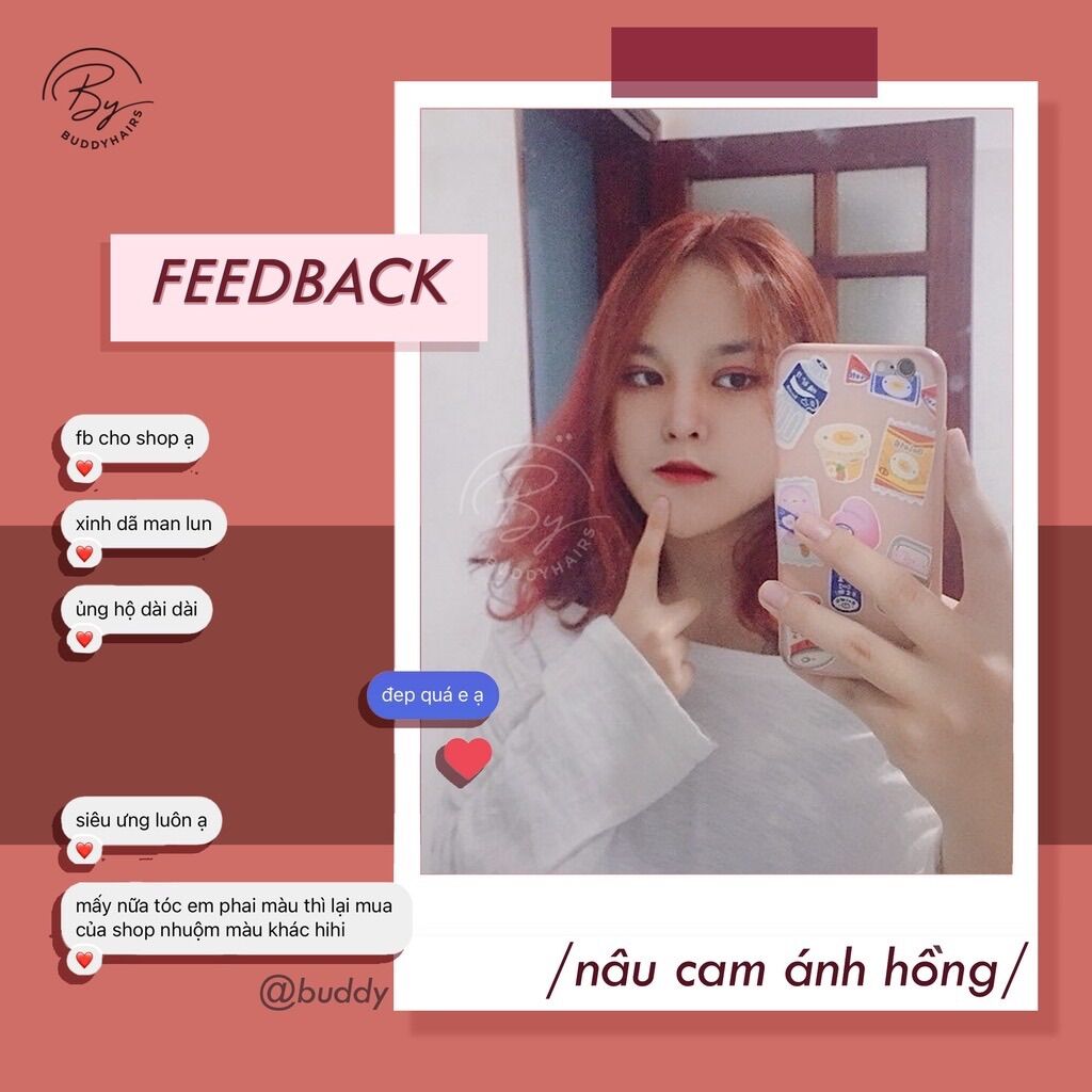 Thuốc nhuộm tóc Nâu cam ánh hồng (tặng kèm oxi và gang tay)