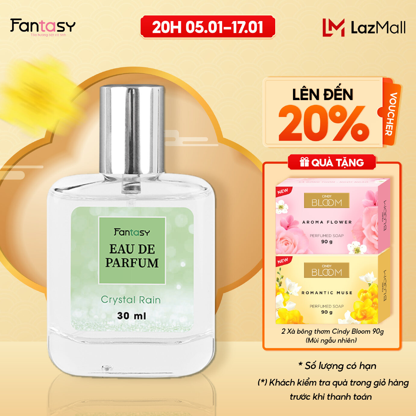 Nước hoa nữ Fantasy cho học sinh sinh viên - Crystal Rain hương tươi mát 30ml