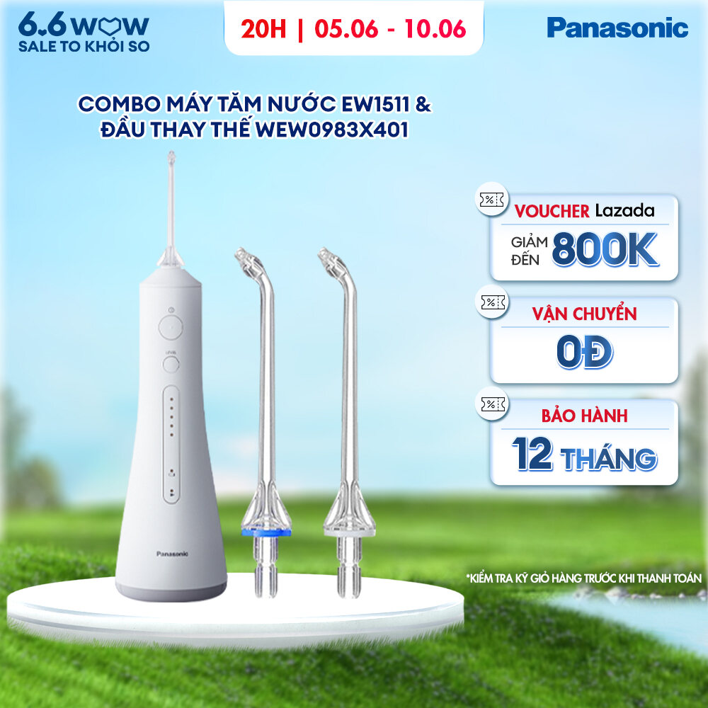 Combo Máy Tăm Nước Cầm Tay Panasonic Công Nghệ Siêu Âm EW1511 + Đầu thay thế WEW0983X401