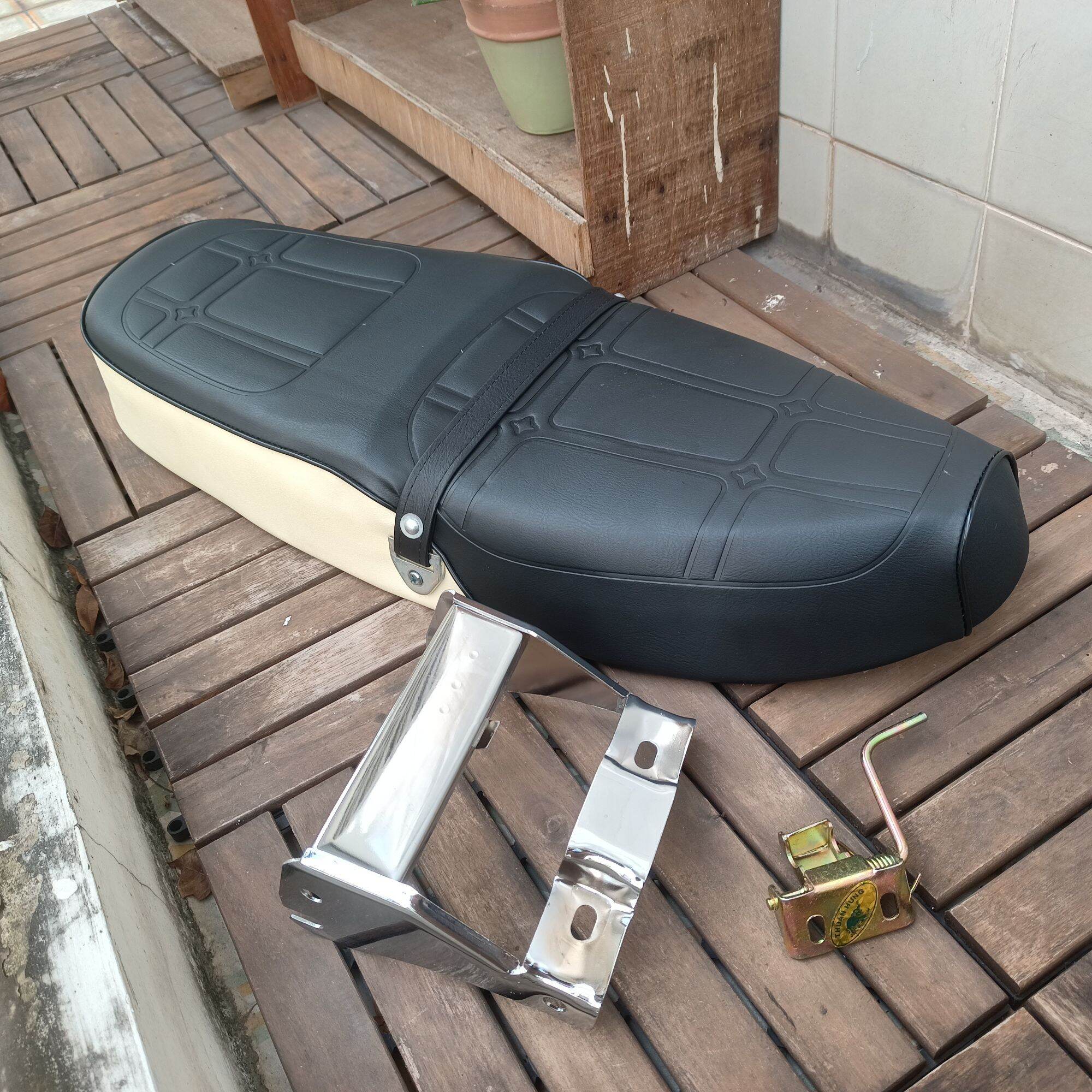 Bộ yên dài trắng và đen cub 82 - DD kèm cóc yên