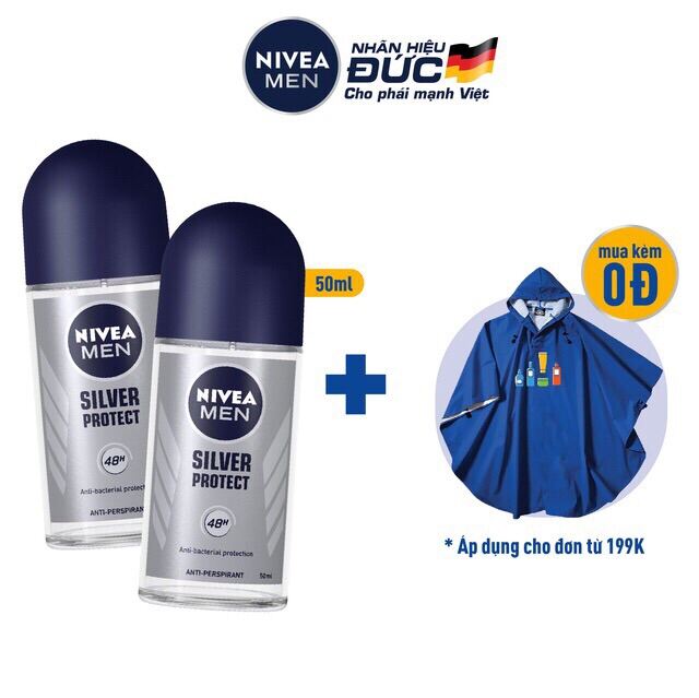 [Hcm]Bộ 2 Chai Lăn Ngăn Mùi Nivea Men Phân Tử Bạc Ngăn Khuẩn Gây Mùi Vượt Trội 50Ml/Chai