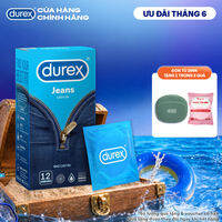 Bao cao su Durex Jeans cơ bản, bôi trơn, size 52.5mm, hộp 12 bao
