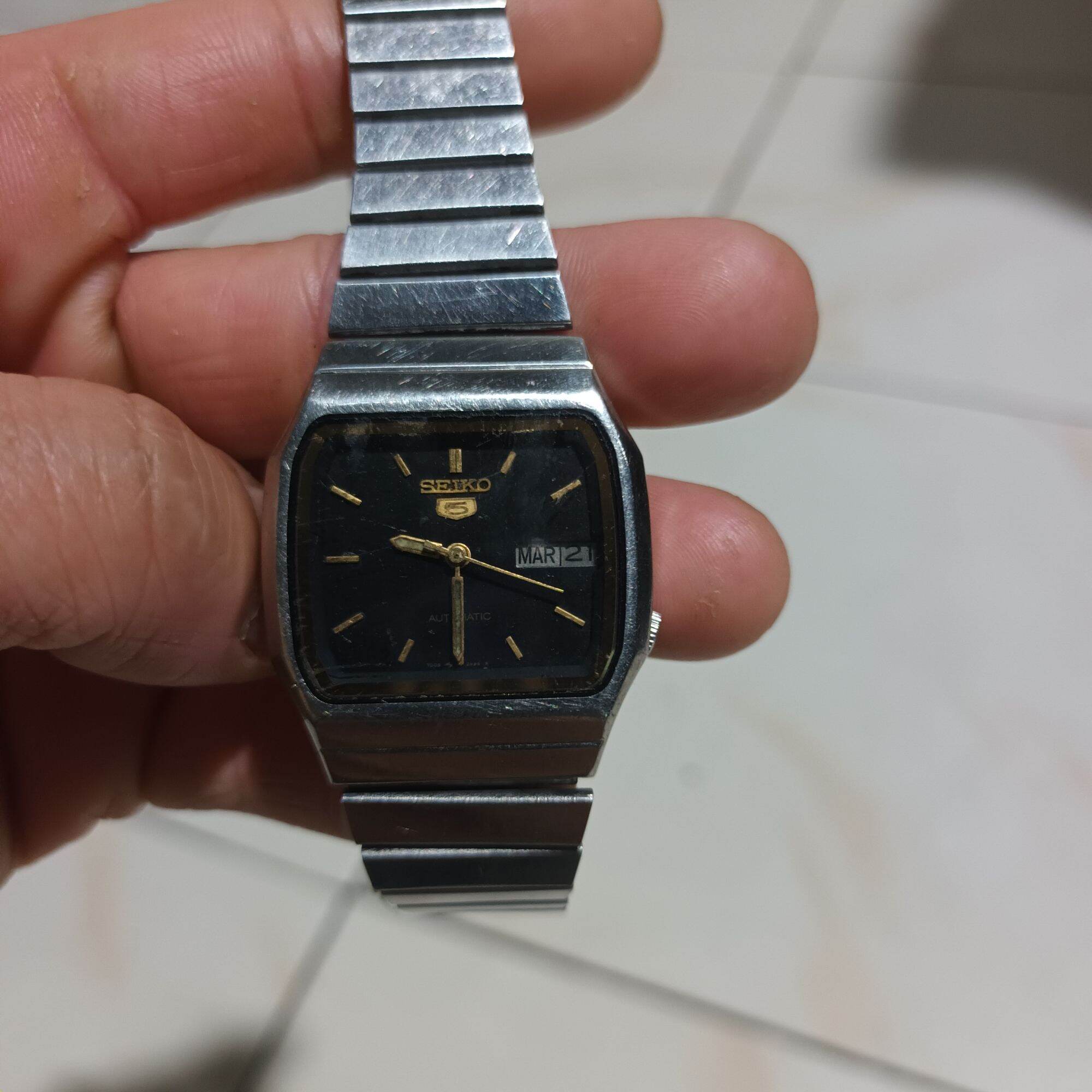 Đồng hồ seiko 5 Cổ tivi thủy vàng màu đen xanh thủy nguyên zin