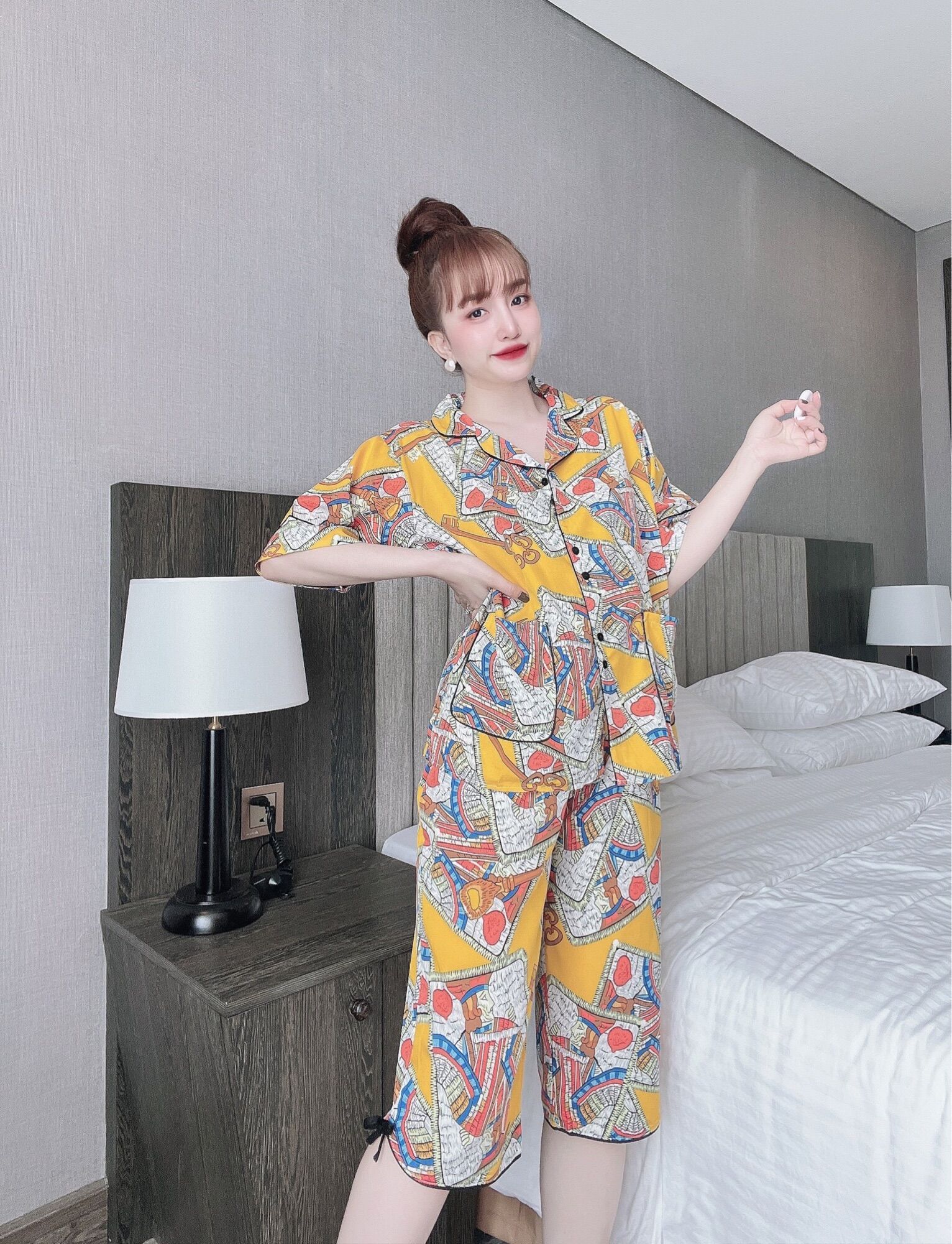 Đồ bộ Lửng Lụa bèo nơ 50-100kg mát mịn đồ bộ mặc nhà cho nữ Y