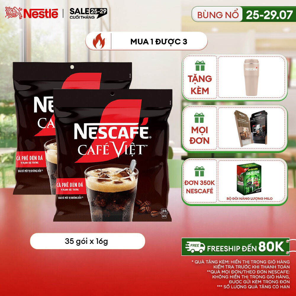 [ƯU ĐÃI THÁNG 7][Giao hàng toàn quốc] Combo 2 Cà phê đen hòa tan NESCAFÉ CAFÉ VIệT (Túi 35 gói x 16g)