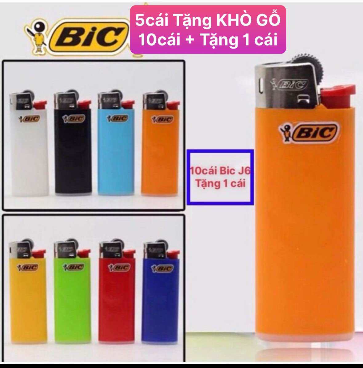 Combo 5cái Quẹt Bic J6 quẹt maxi loại to, Chính Hãng Pháp