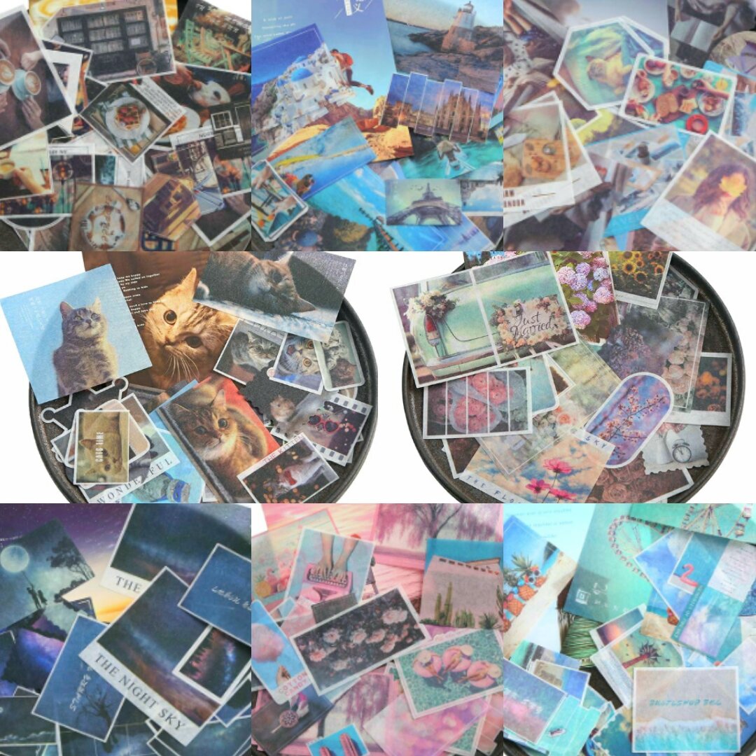 🍓 Gói/Set 40 hình dán washi phong cách instagram nghệ thuật trang trí sổ tay #A1207 b1